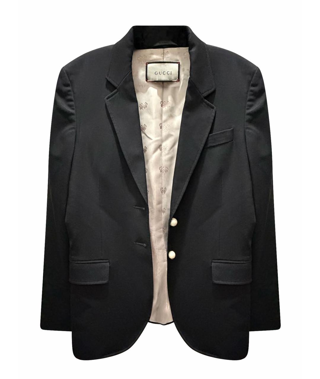 GUCCI Черный шерстяной жакет/пиджак, фото 1