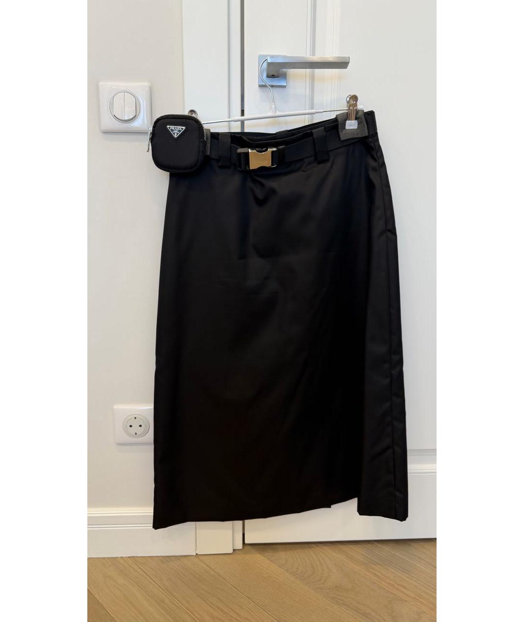 PRADA Черная полиэстеровая юбка миди, фото 5
