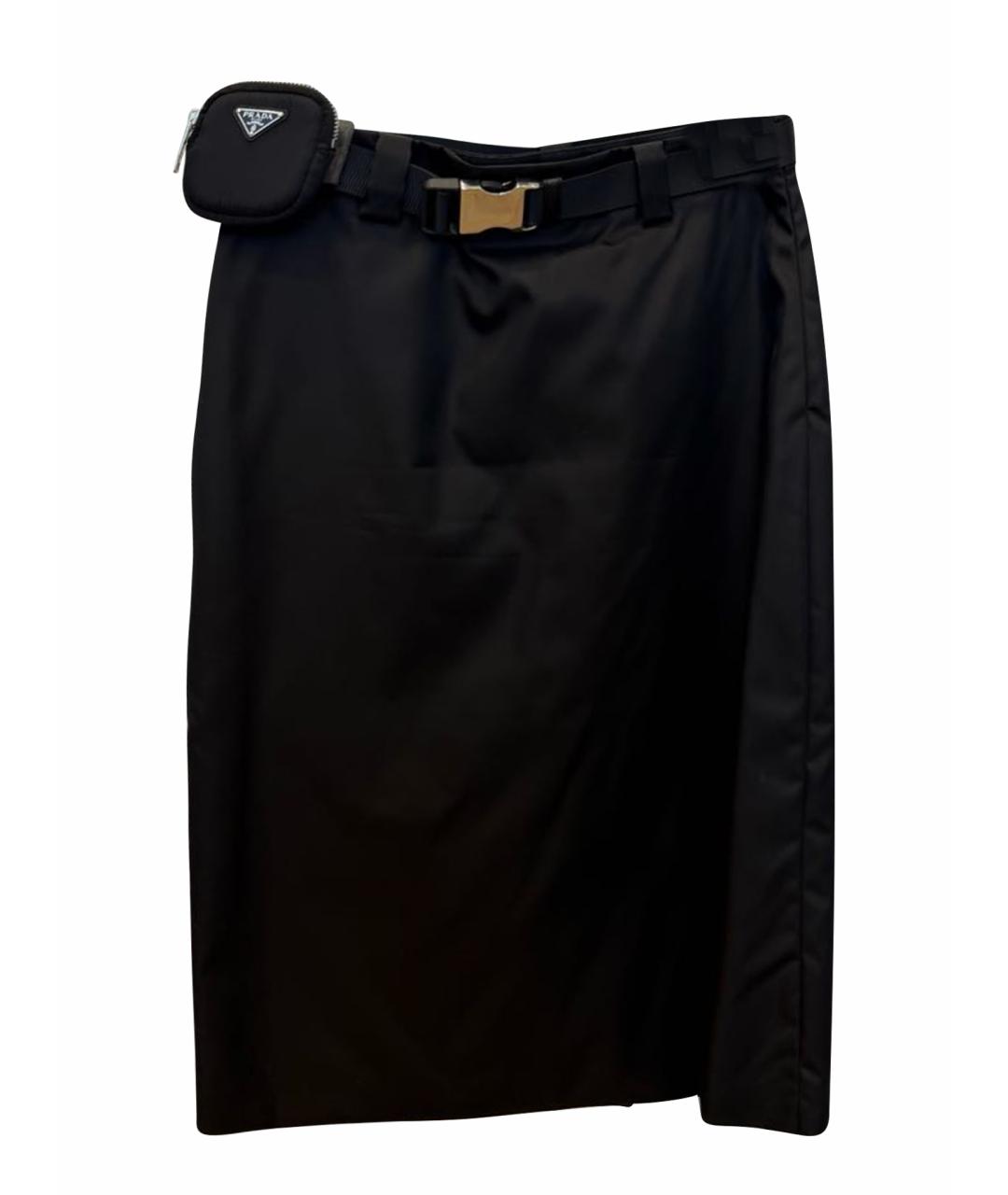 PRADA Черная полиэстеровая юбка миди, фото 1