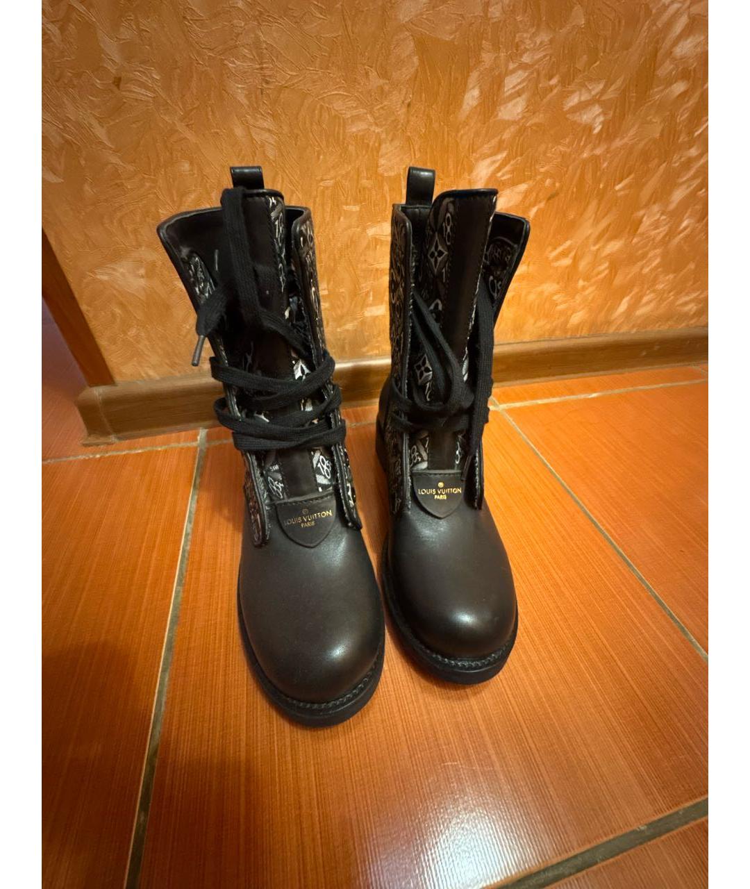 LOUIS VUITTON Черные кожаные ботинки, фото 2