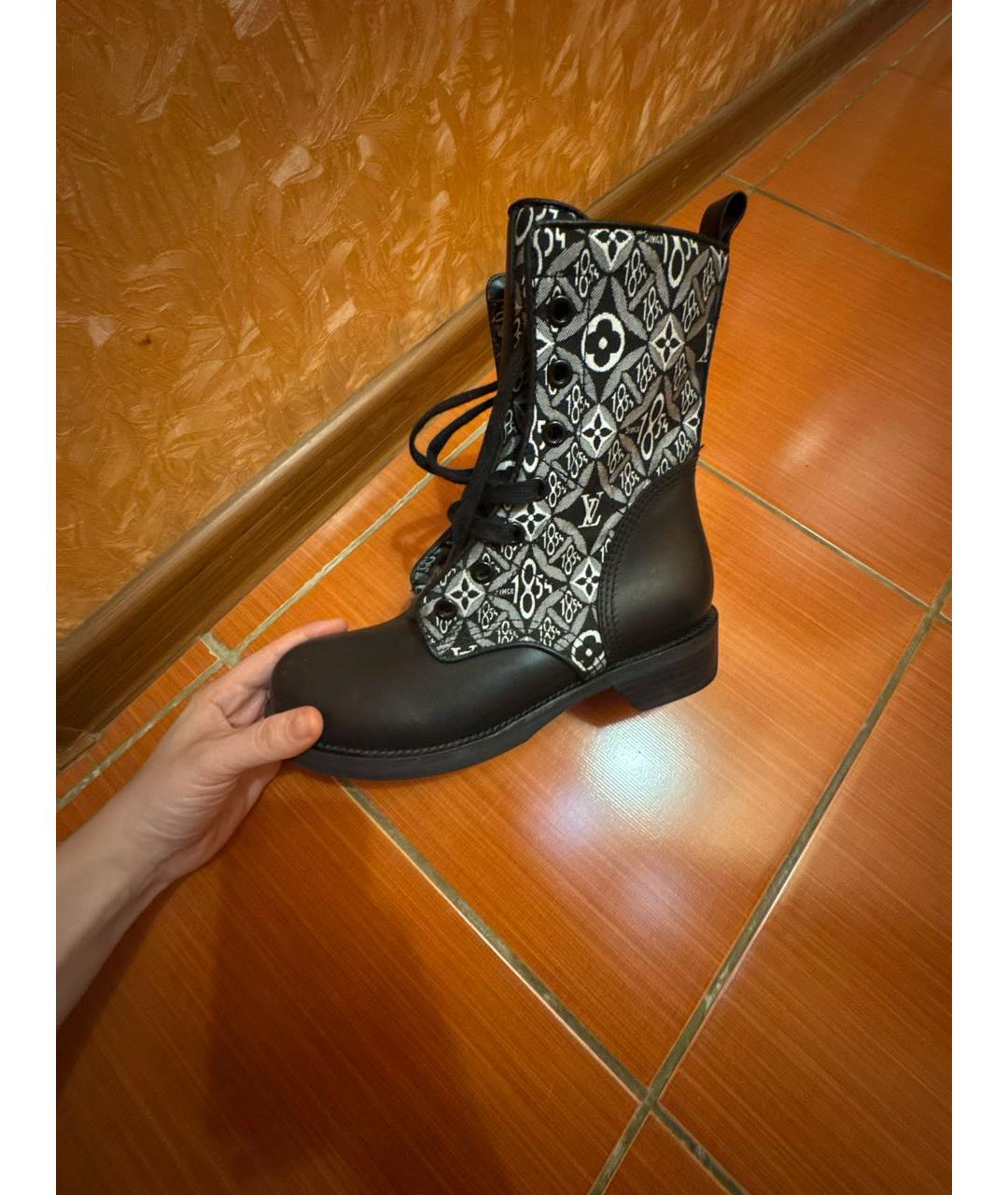 LOUIS VUITTON Черные кожаные ботинки, фото 7