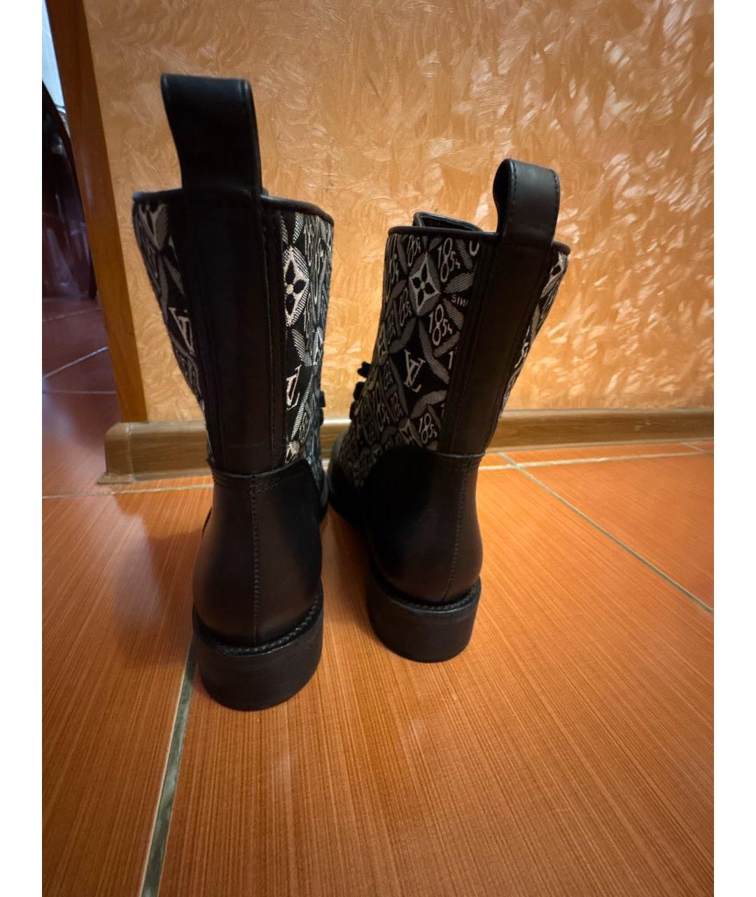 LOUIS VUITTON Черные кожаные ботинки, фото 4