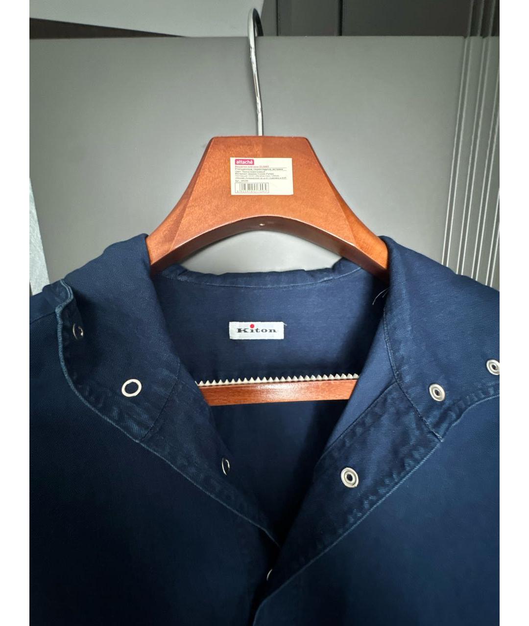 KITON Темно-синяя хлопковая кэжуал рубашка, фото 3