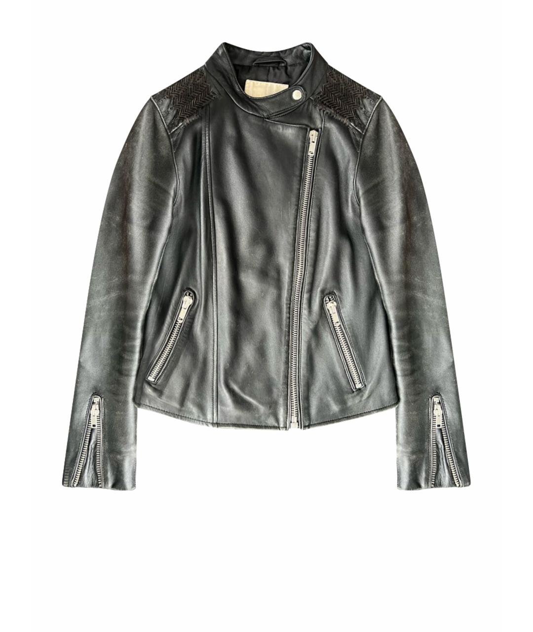 MAJE Черная кожаная куртка, фото 1