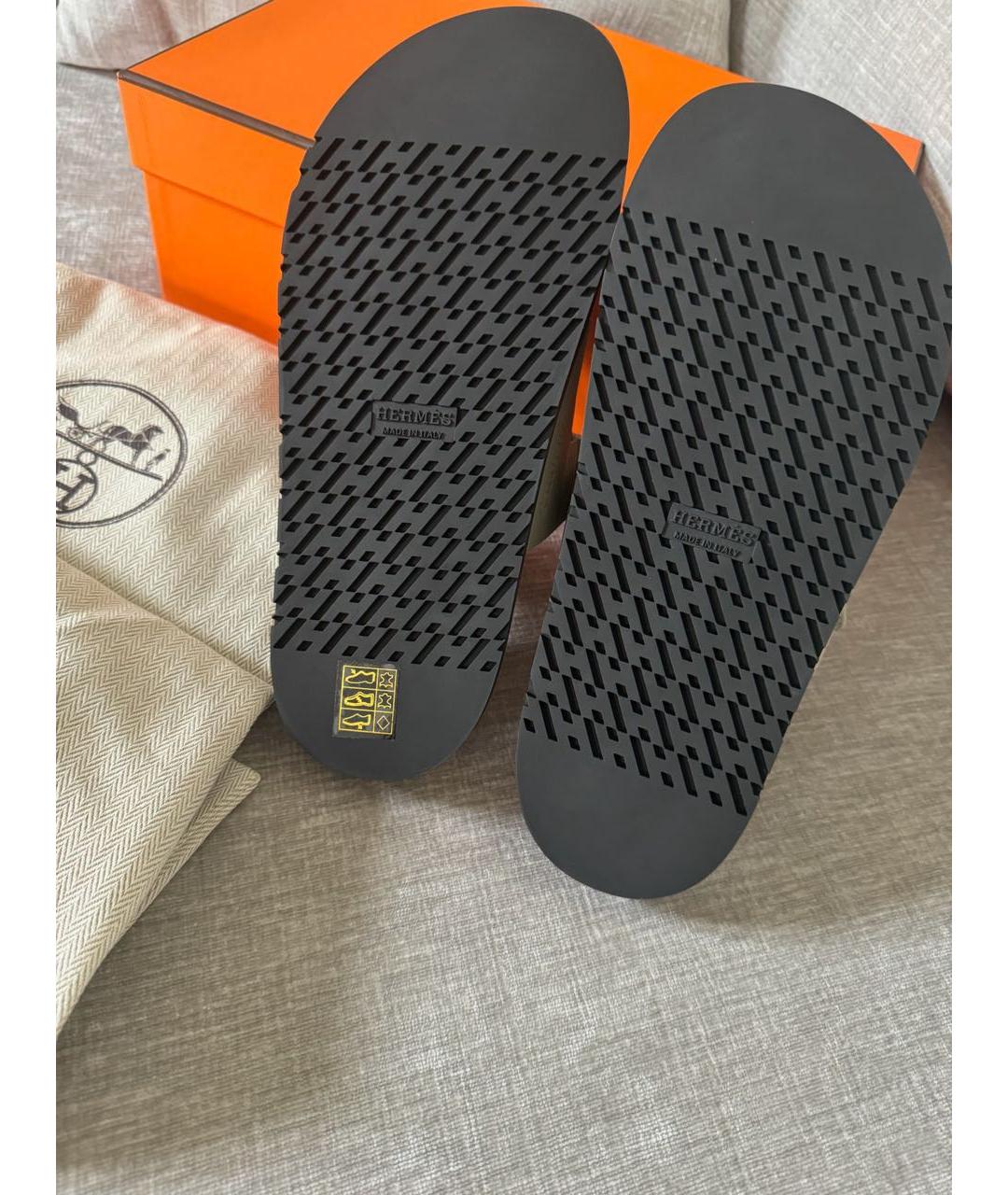 HERMES Серые кожаные сандалии, фото 2
