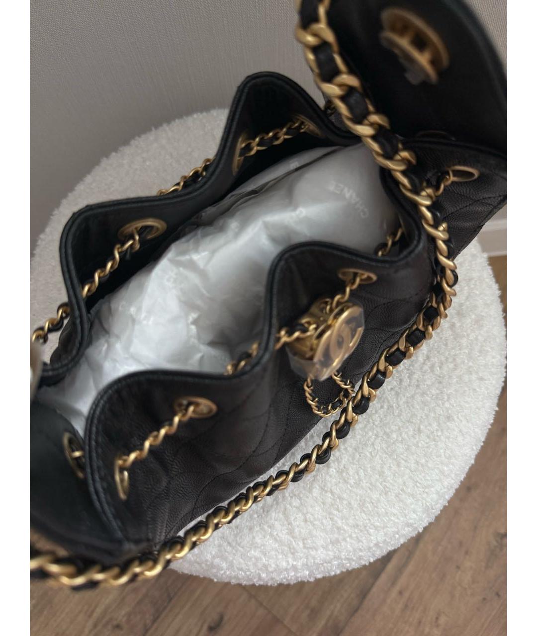 CHANEL Черная кожаная сумка через плечо, фото 6