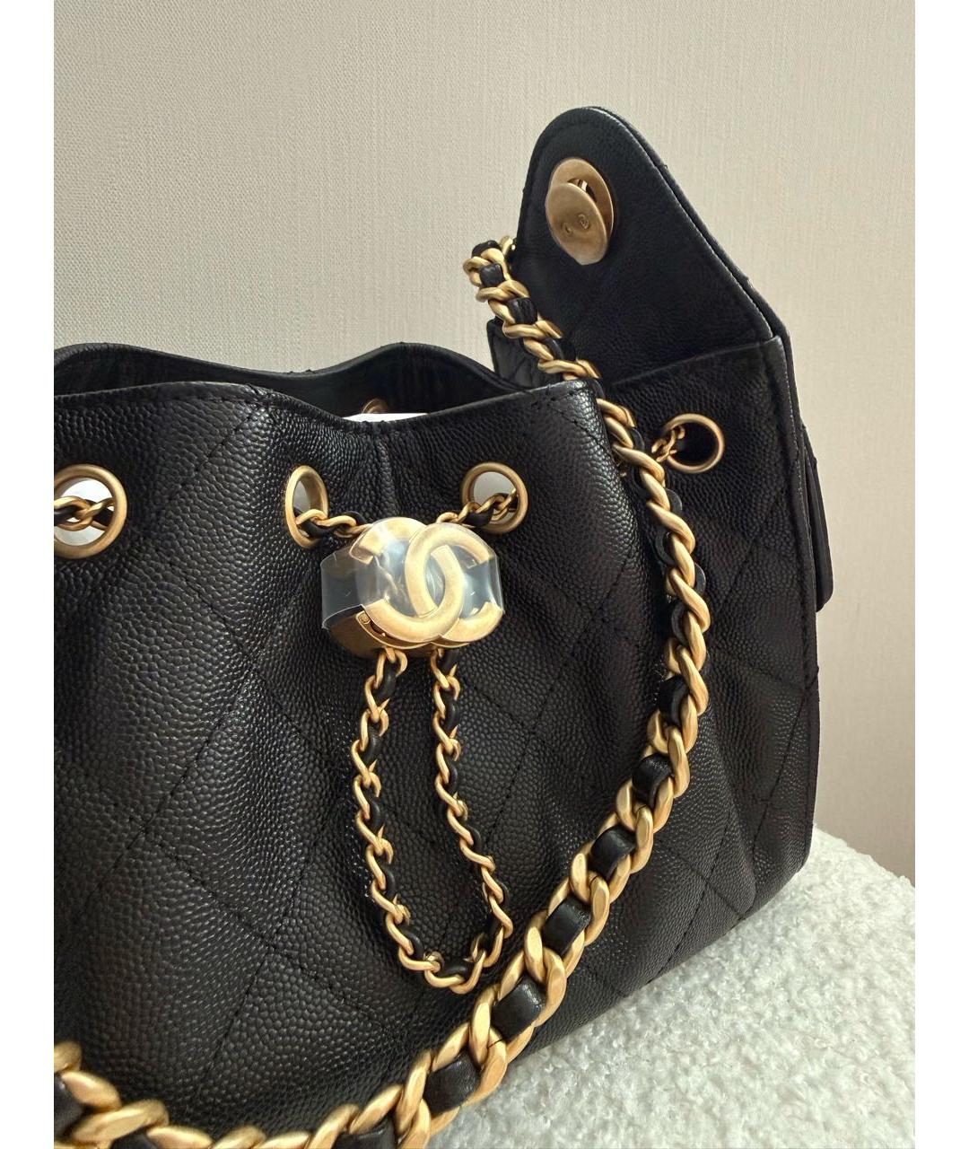 CHANEL Черная кожаная сумка через плечо, фото 5