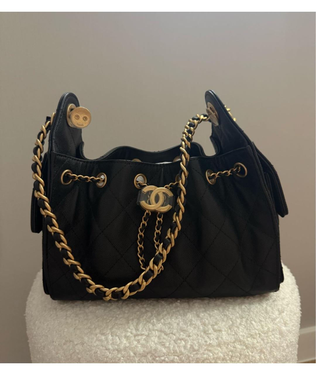 CHANEL Черная кожаная сумка через плечо, фото 9