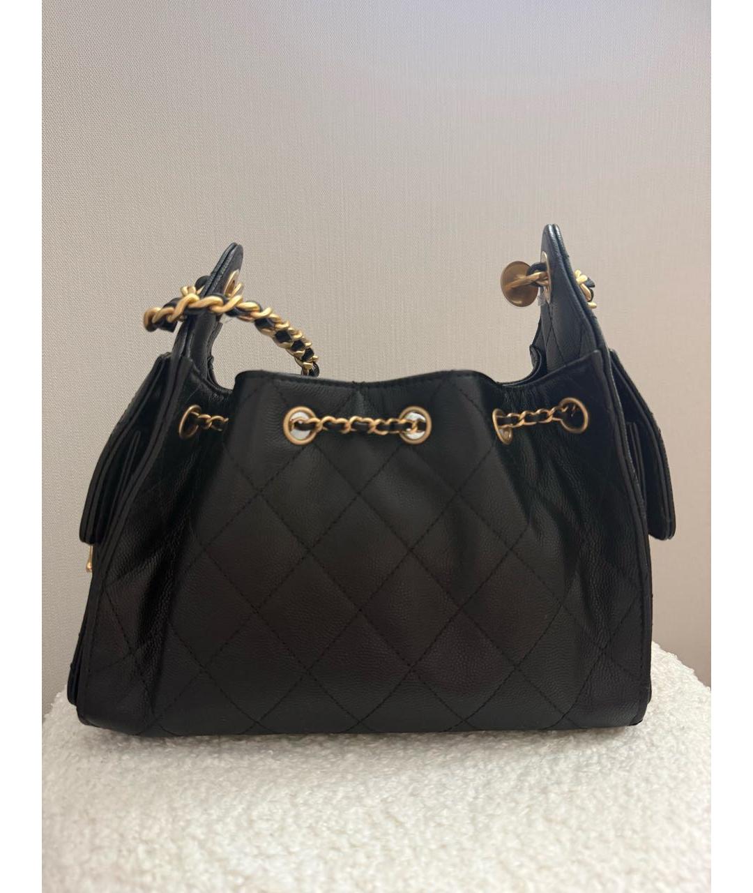 CHANEL Черная кожаная сумка через плечо, фото 3