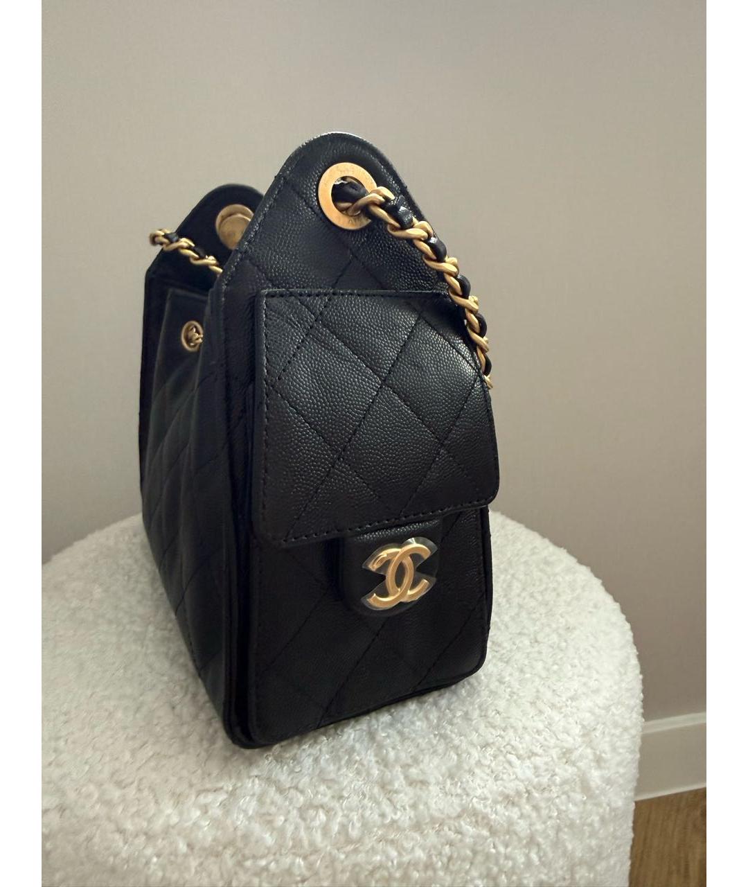 CHANEL Черная кожаная сумка через плечо, фото 4