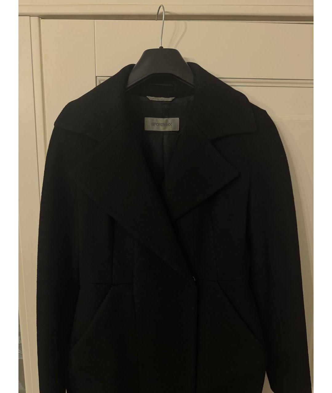 SPORTMAX Черное кашемировое пальто, фото 5