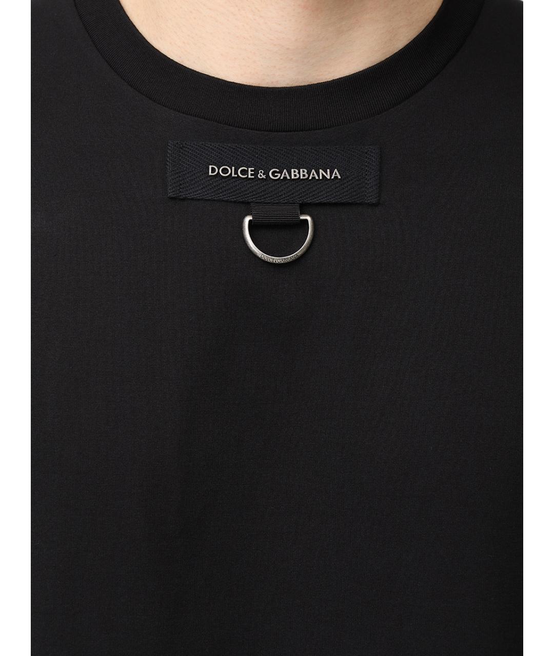 DOLCE&GABBANA Черная хлопковая футболка, фото 4
