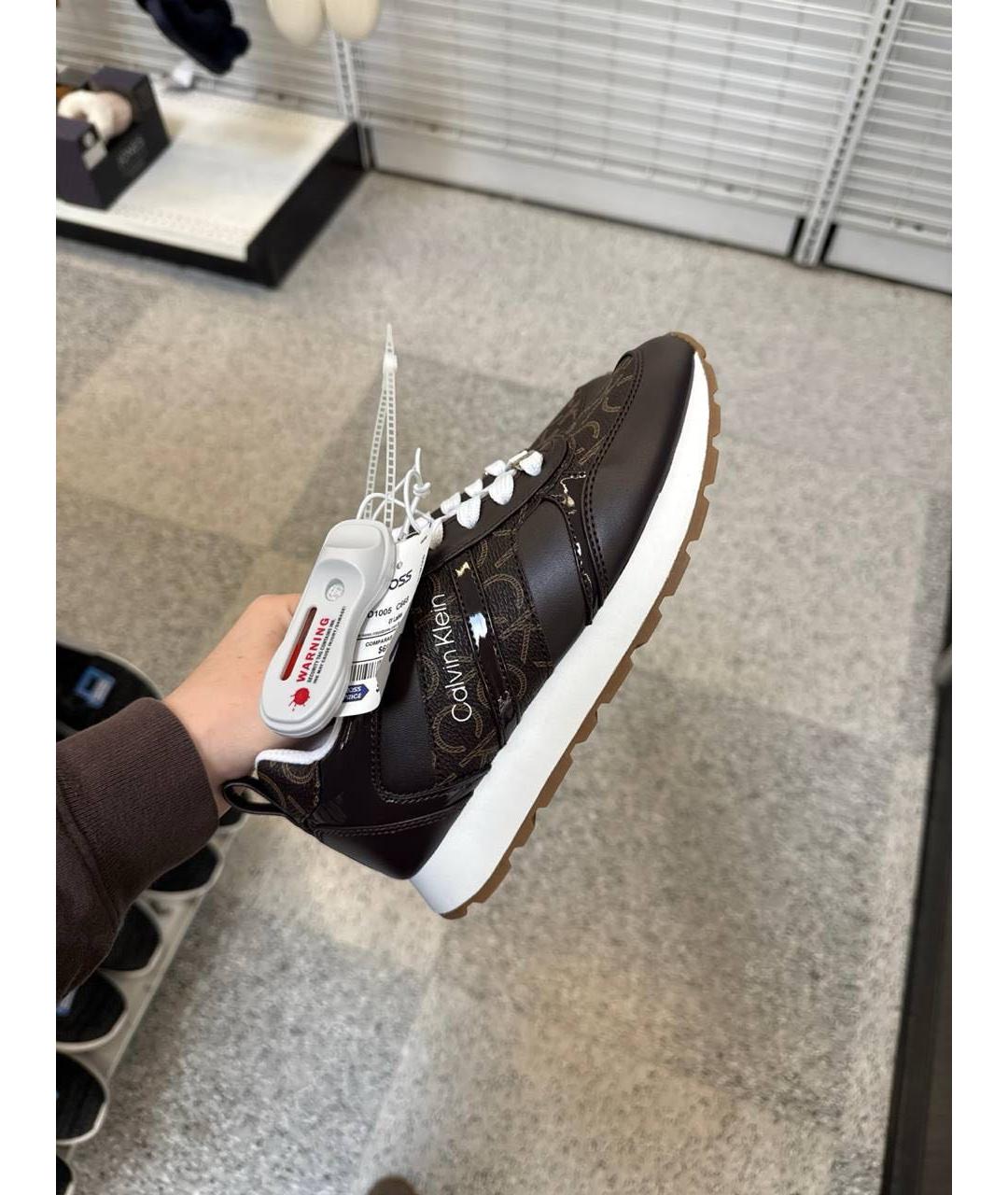 CALVIN KLEIN Коричневые кроссовки из искусственной кожи, фото 2