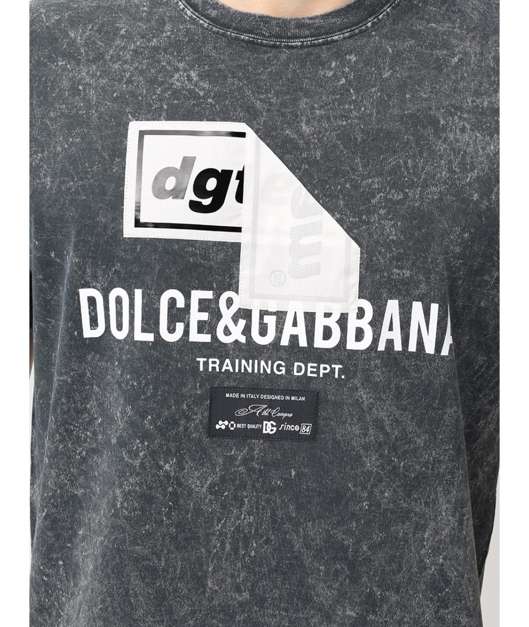 DOLCE&GABBANA Серая хлопковая футболка, фото 5
