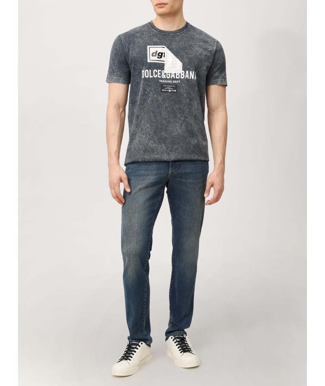DOLCE&GABBANA Серая хлопковая футболка, фото 2
