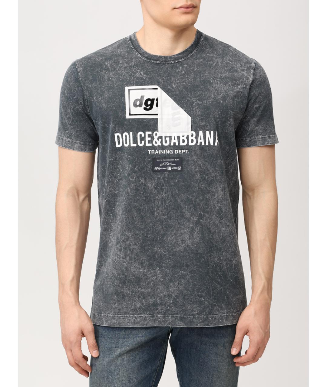 DOLCE&GABBANA Серая хлопковая футболка, фото 4