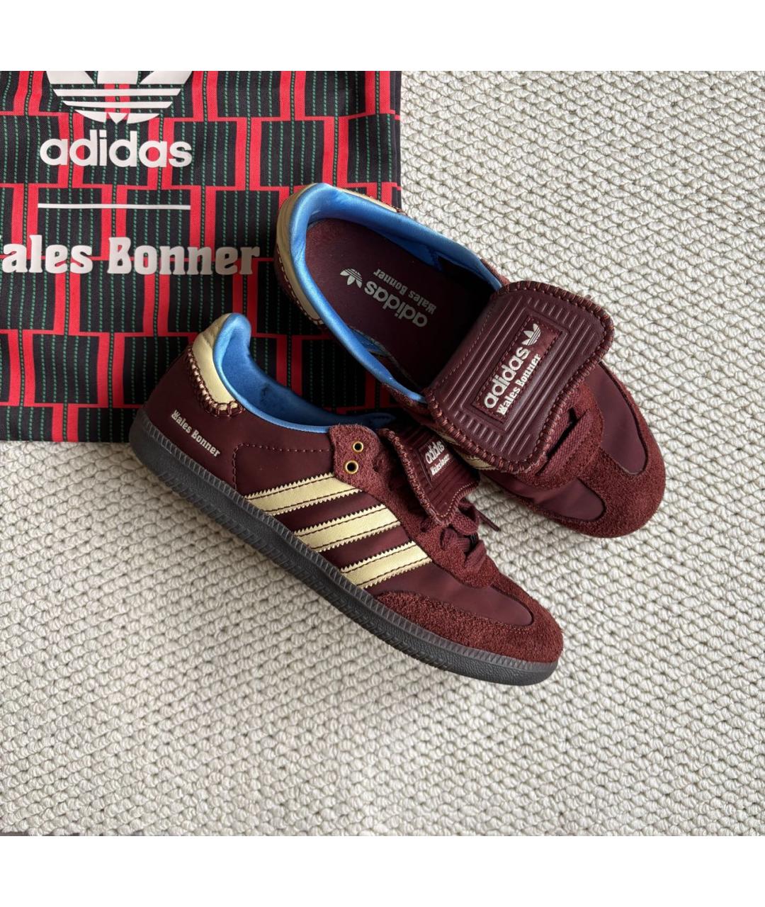 ADIDAS Бордовые кожаные кеды, фото 2