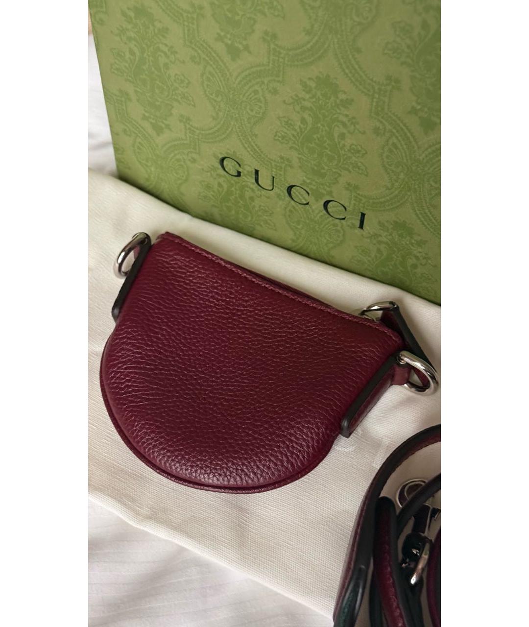 GUCCI Бордовая кожаная сумка через плечо, фото 3