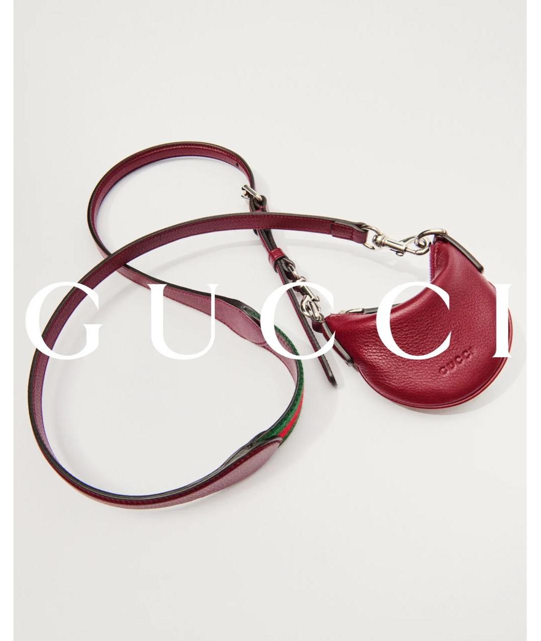 GUCCI Бордовая кожаная сумка через плечо, фото 5