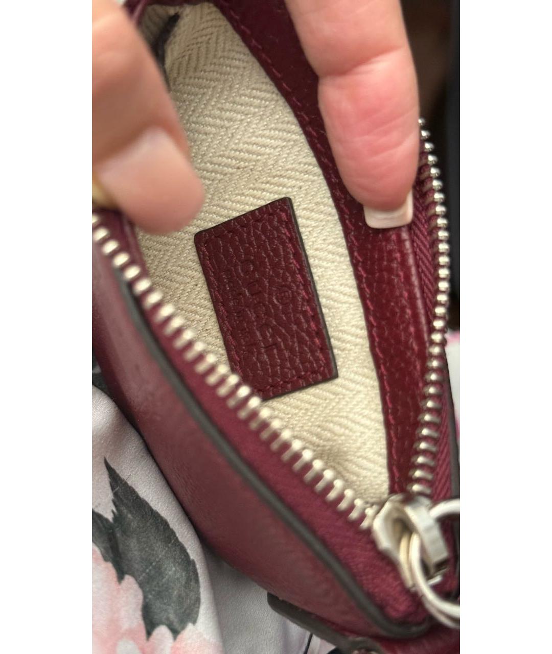 GUCCI Бордовая кожаная сумка через плечо, фото 4