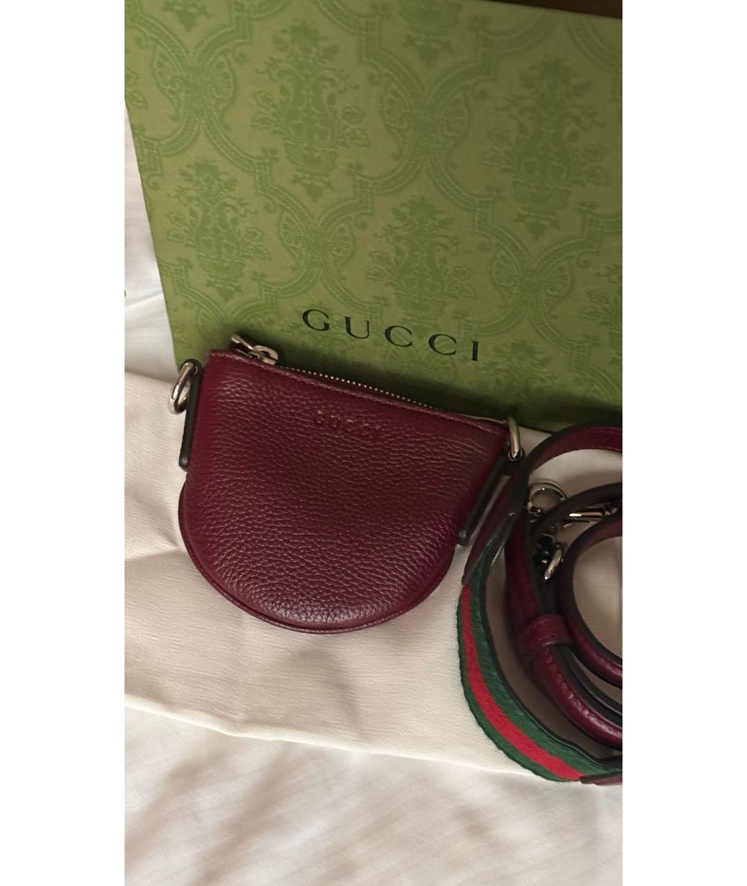 GUCCI Бордовая кожаная сумка через плечо, фото 2