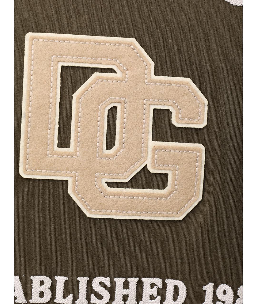 DOLCE&GABBANA Хаки хлопковая футболка, фото 6