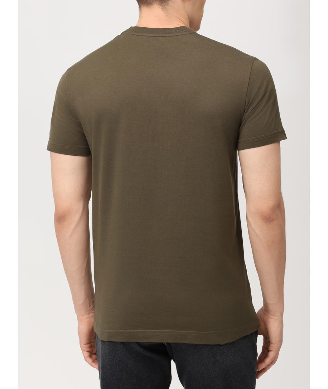 DOLCE&GABBANA Хаки хлопковая футболка, фото 3