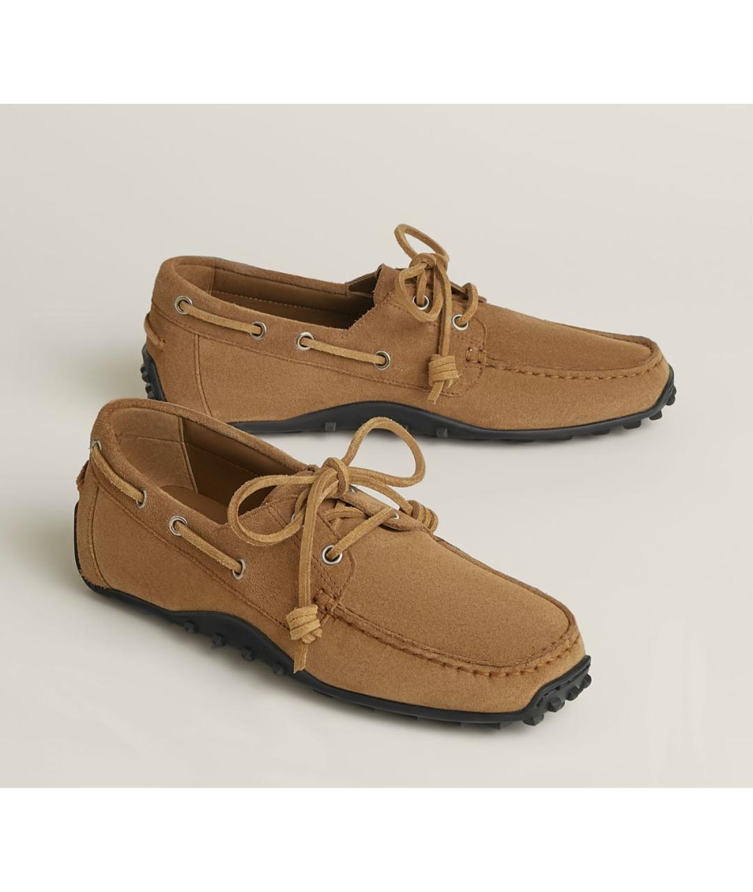 HERMES Коричневые замшевые мокасины, фото 2