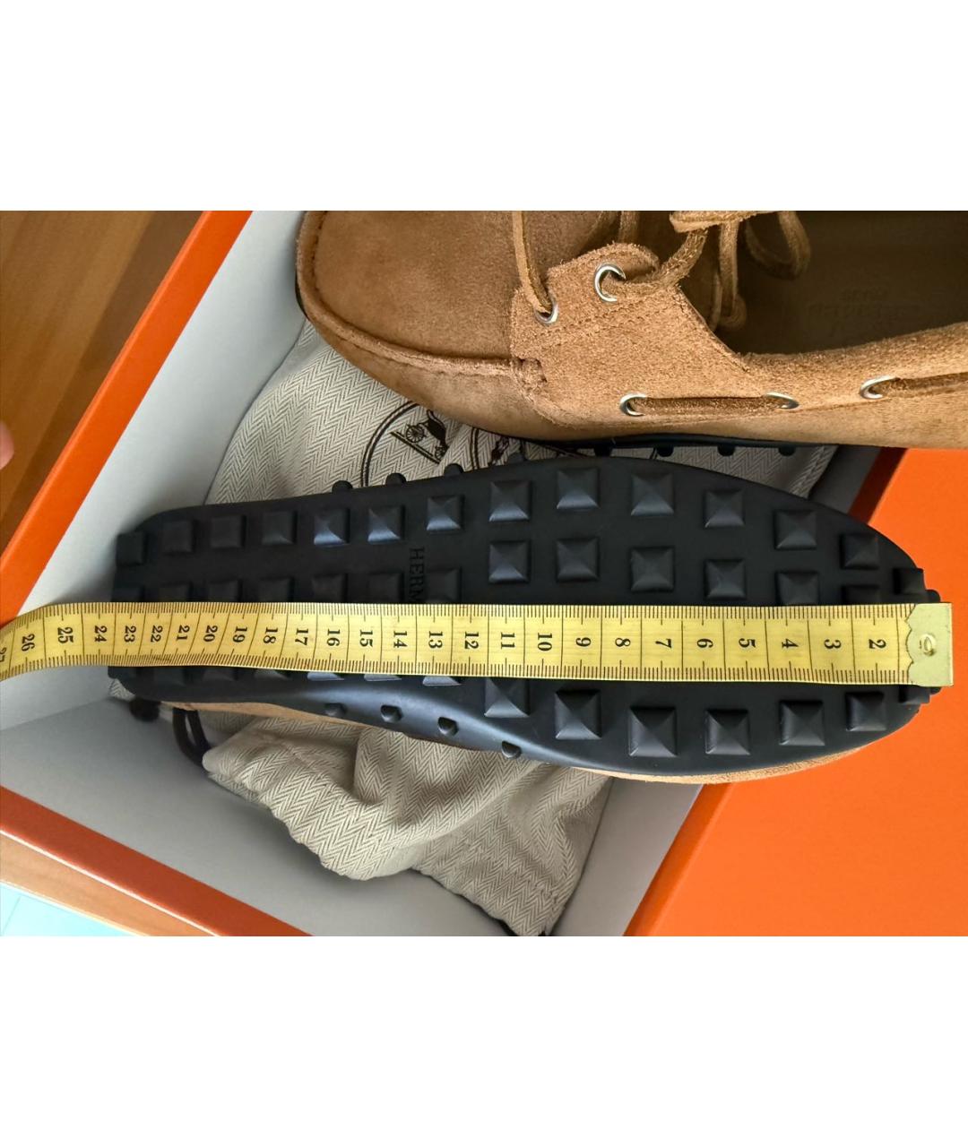 HERMES Коричневые замшевые мокасины, фото 4