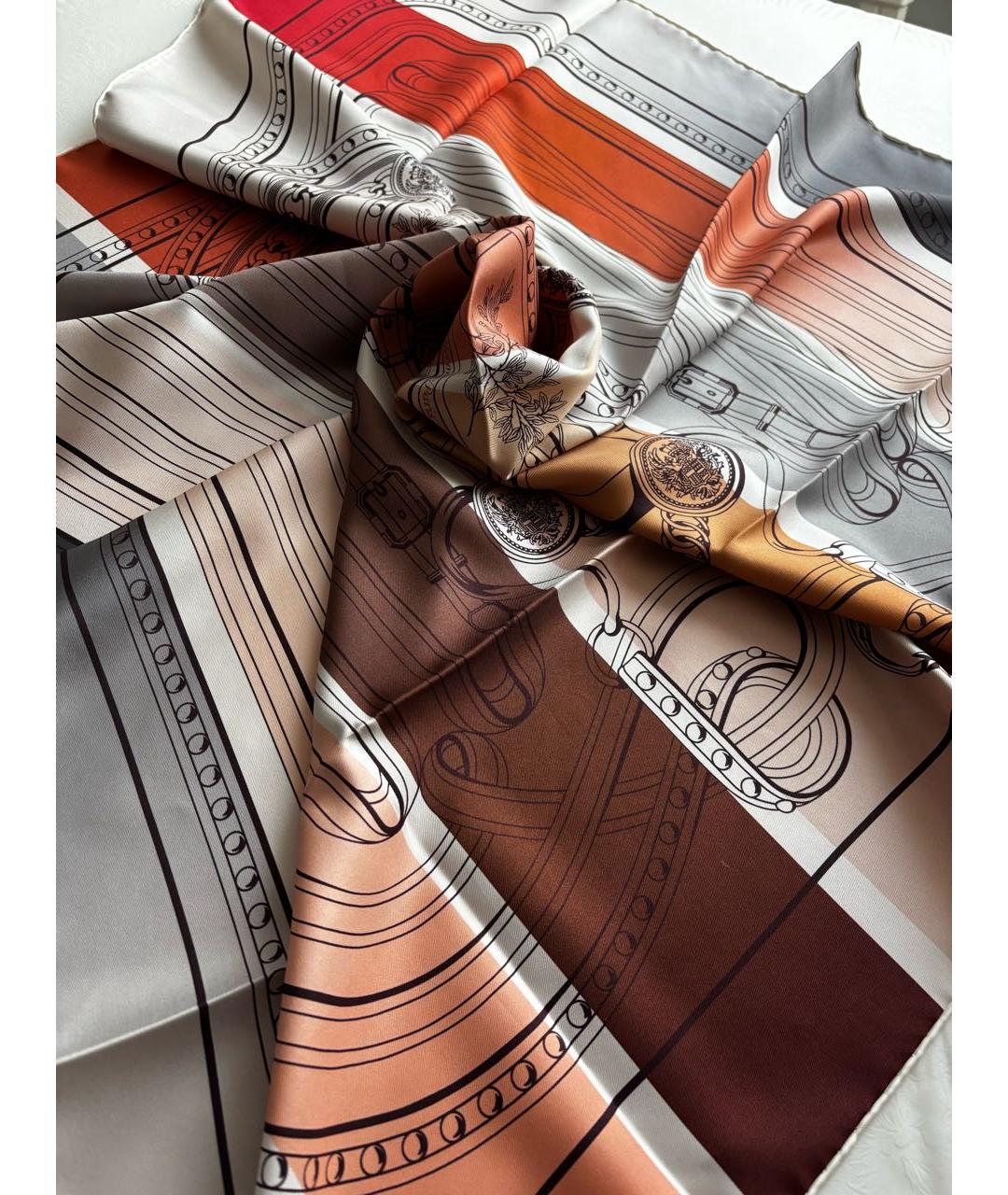 HERMES Мульти шелковый платок, фото 8