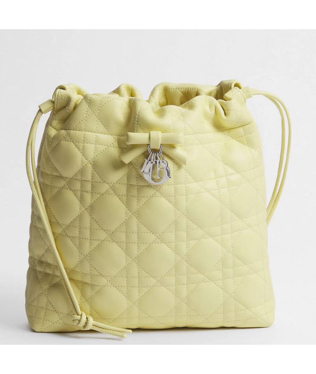 CHRISTIAN DIOR Желтая кожаная сумка тоут, фото 5