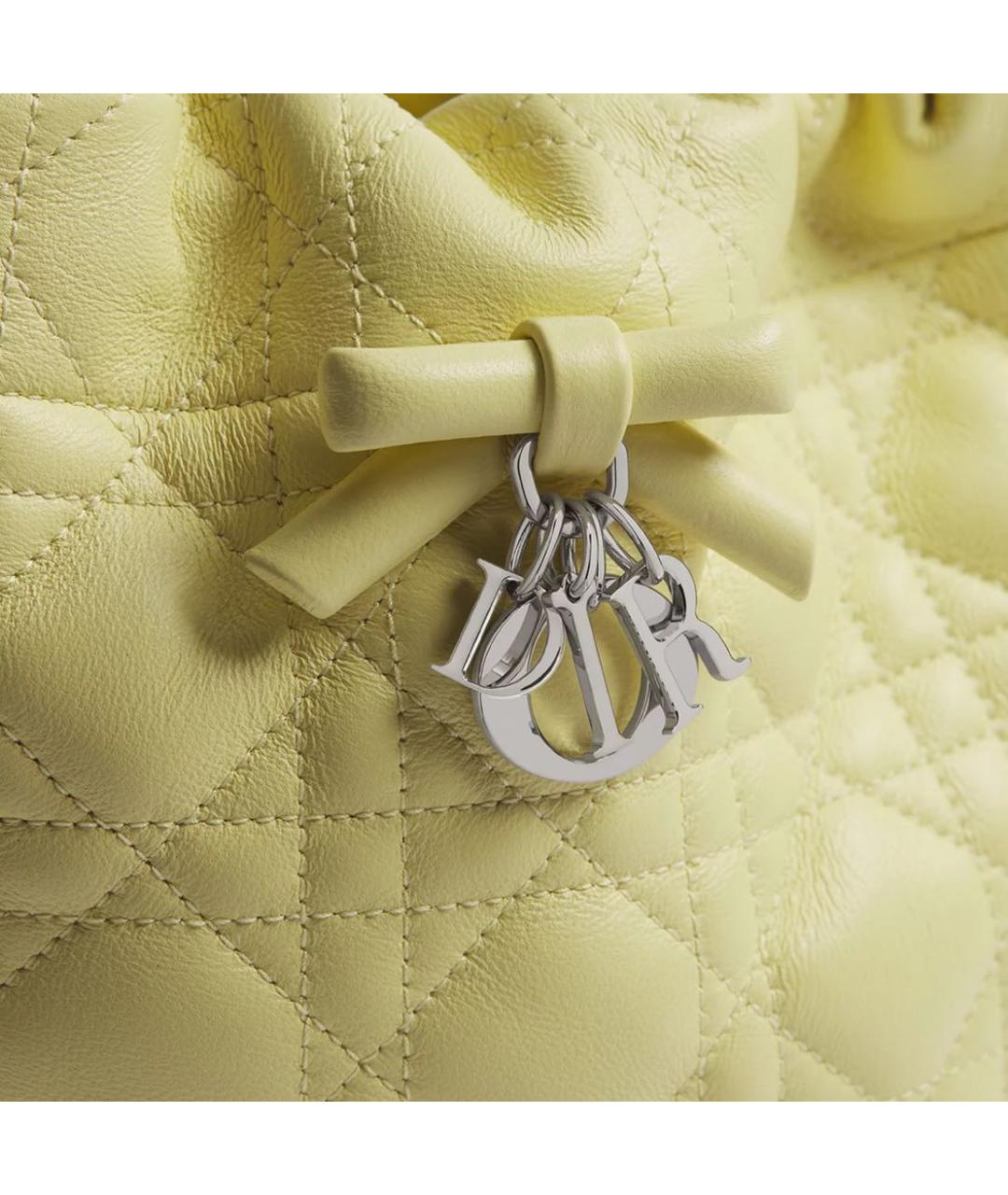 CHRISTIAN DIOR Желтая кожаная сумка тоут, фото 3