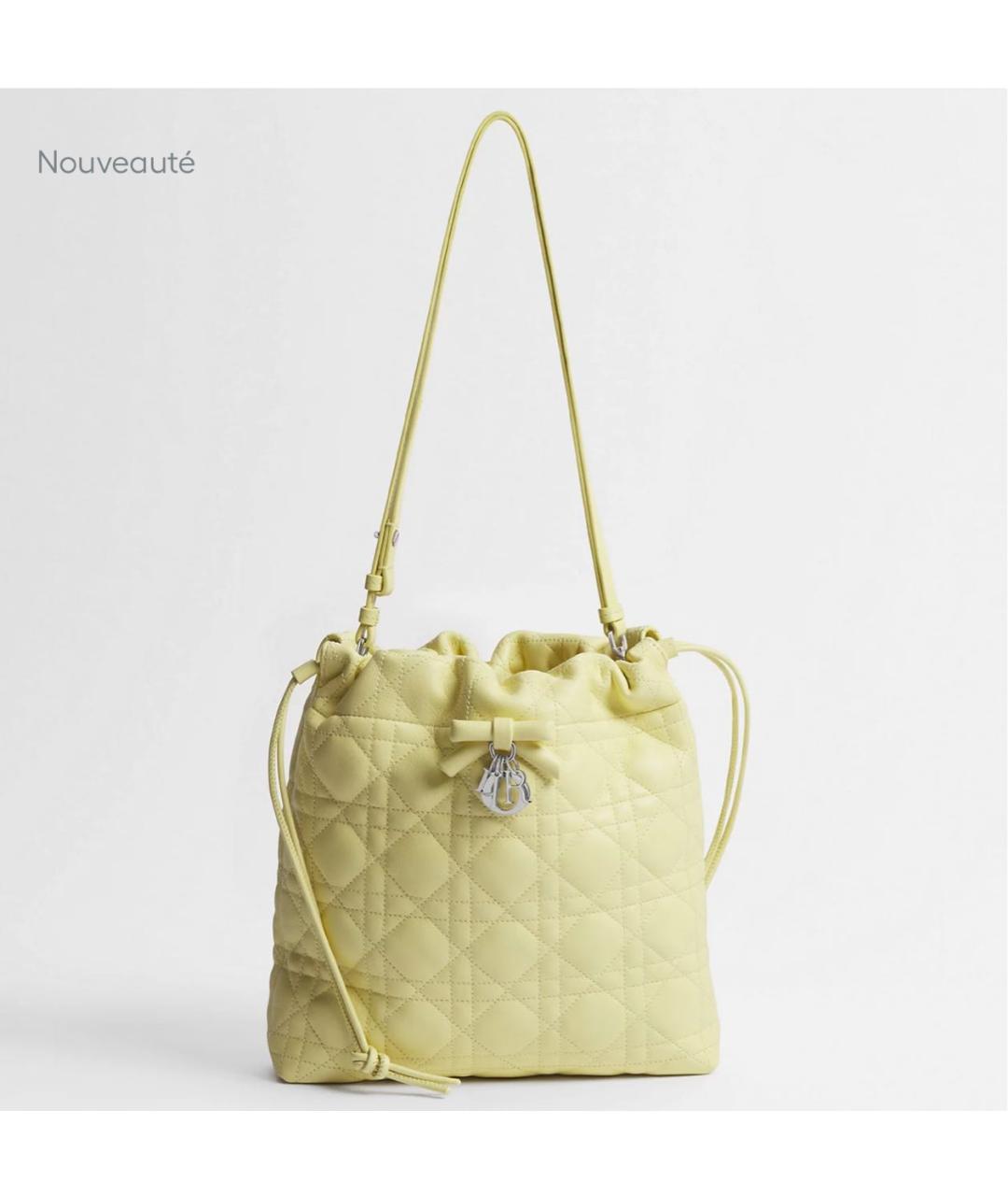 CHRISTIAN DIOR Желтая кожаная сумка тоут, фото 4