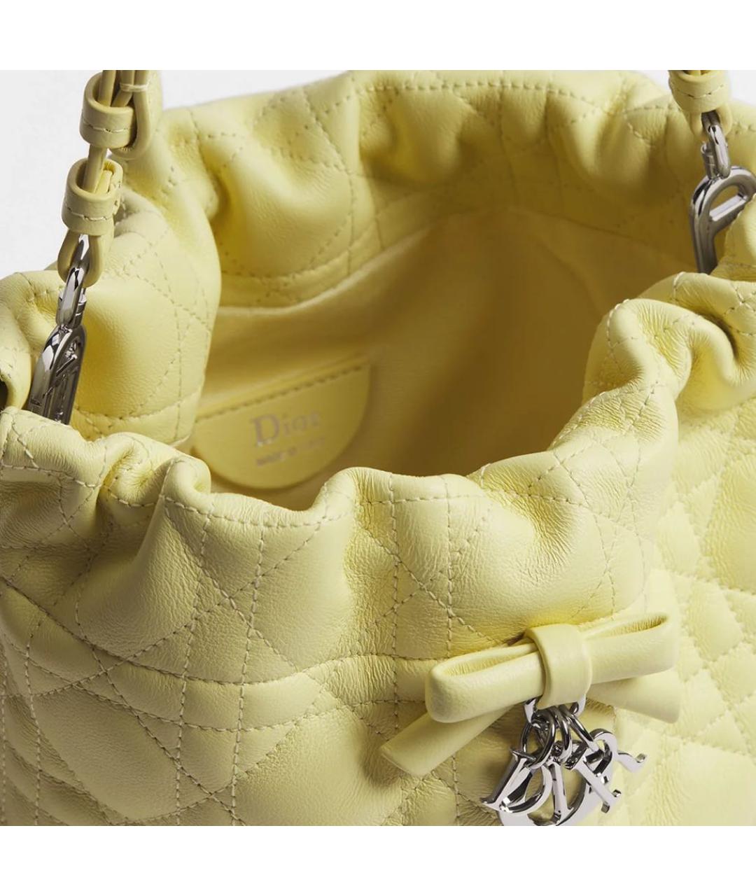 CHRISTIAN DIOR Желтая кожаная сумка тоут, фото 2