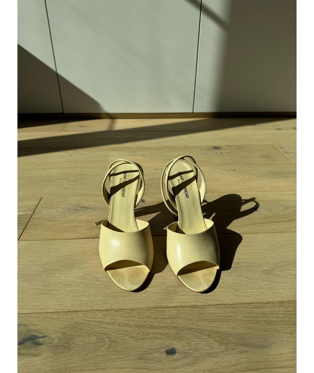 SAINT LAURENT Желтые кожаные босоножки, фото 2