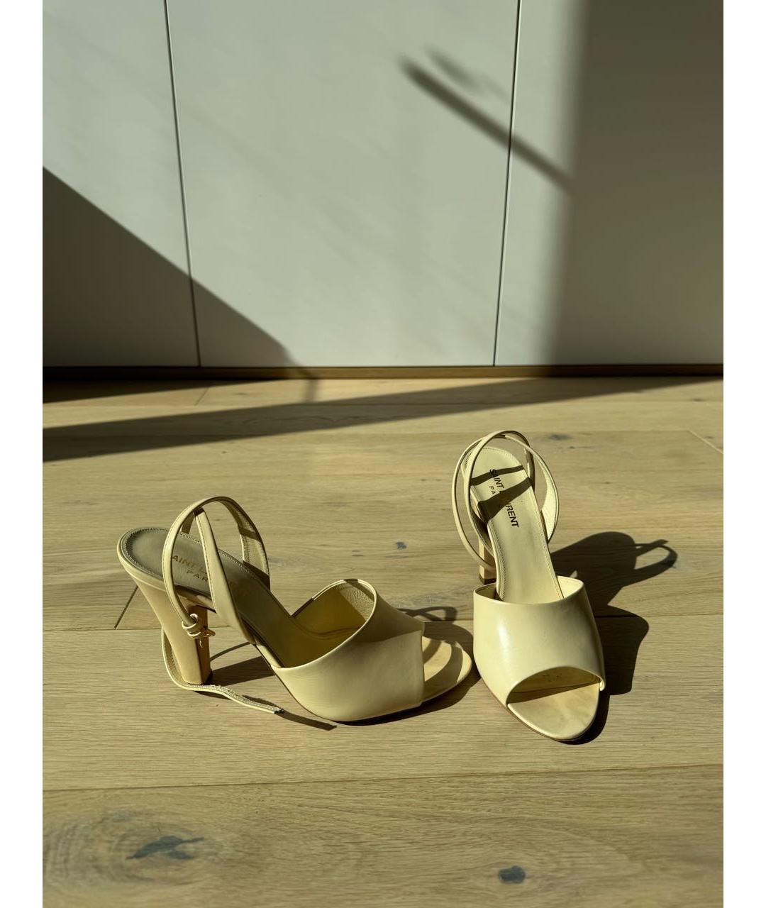 SAINT LAURENT Желтые кожаные босоножки, фото 3