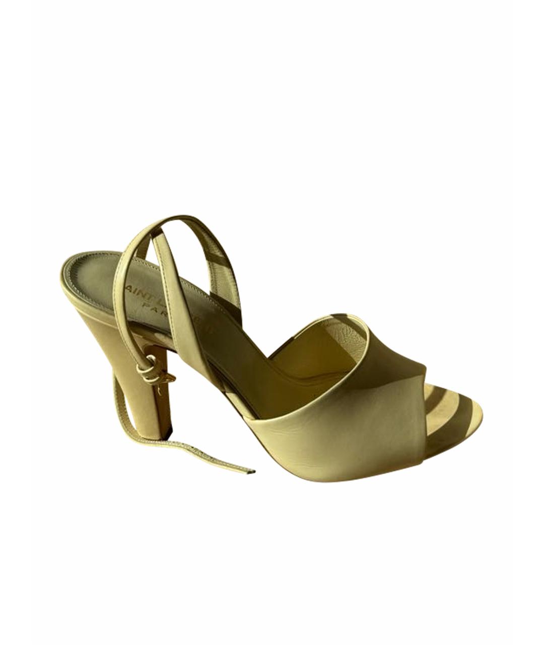 SAINT LAURENT Желтые кожаные босоножки, фото 1