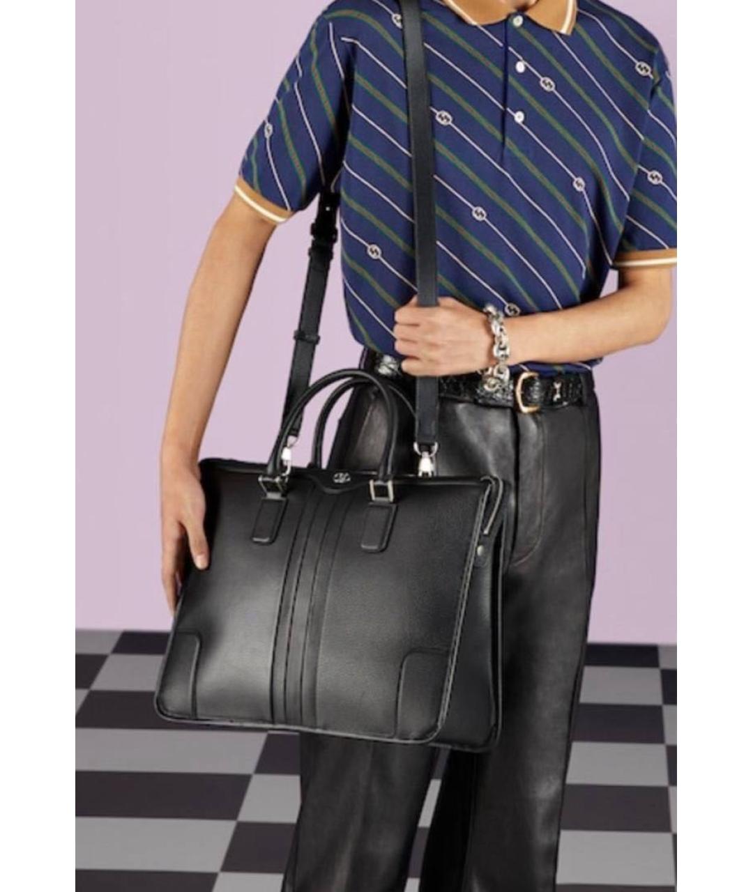 GUCCI Черный кожаный портфель, фото 4