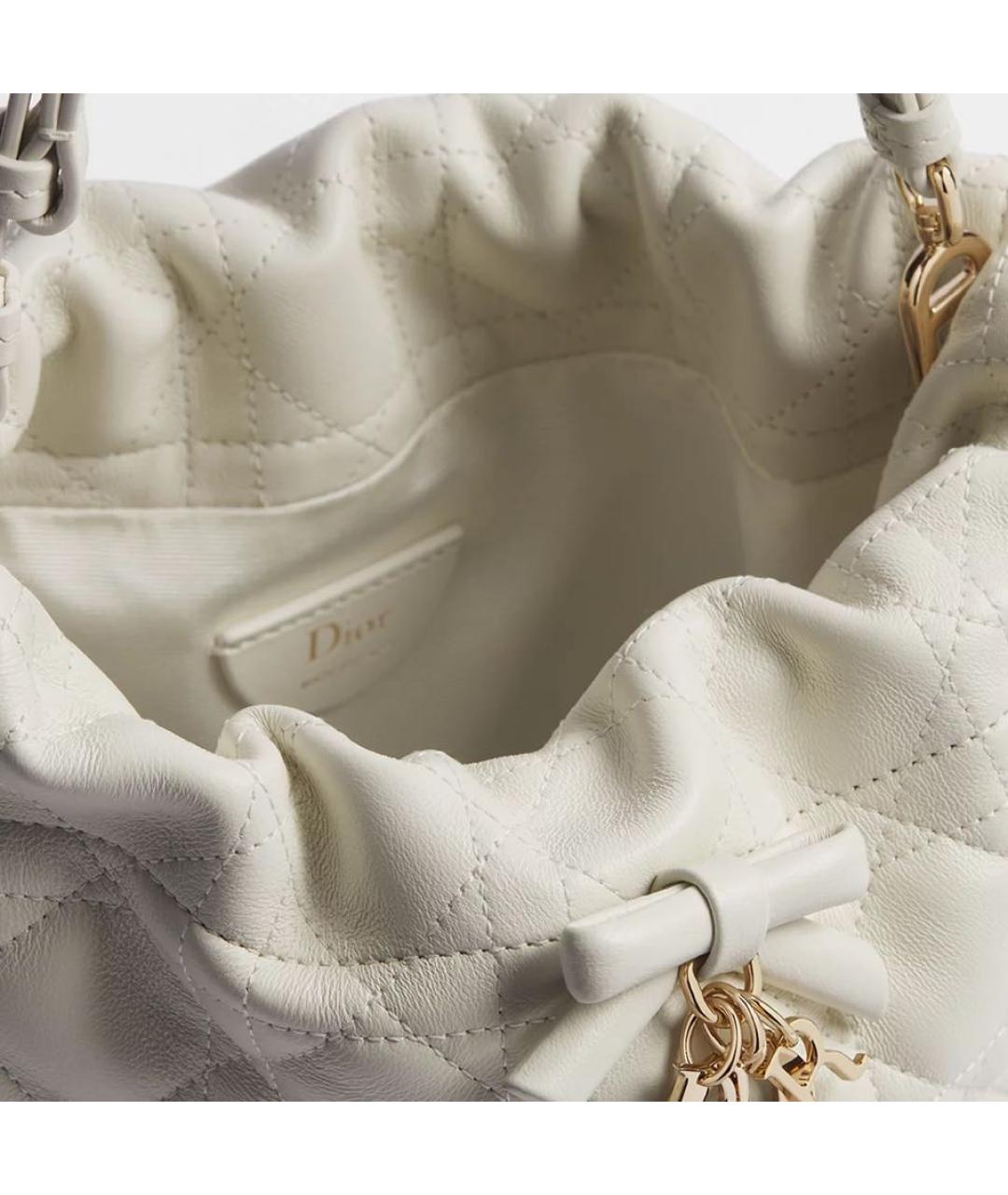 CHRISTIAN DIOR Белая кожаная сумка тоут, фото 2