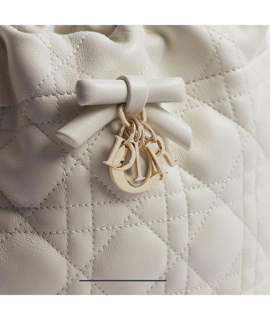 CHRISTIAN DIOR Белая кожаная сумка тоут, фото 3