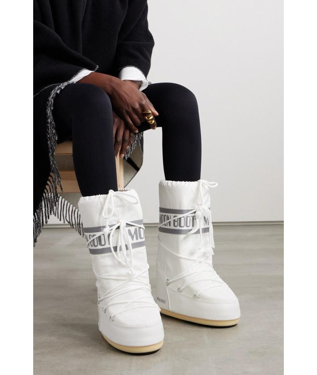 MOON BOOT Белые текстильные ботинки, фото 7