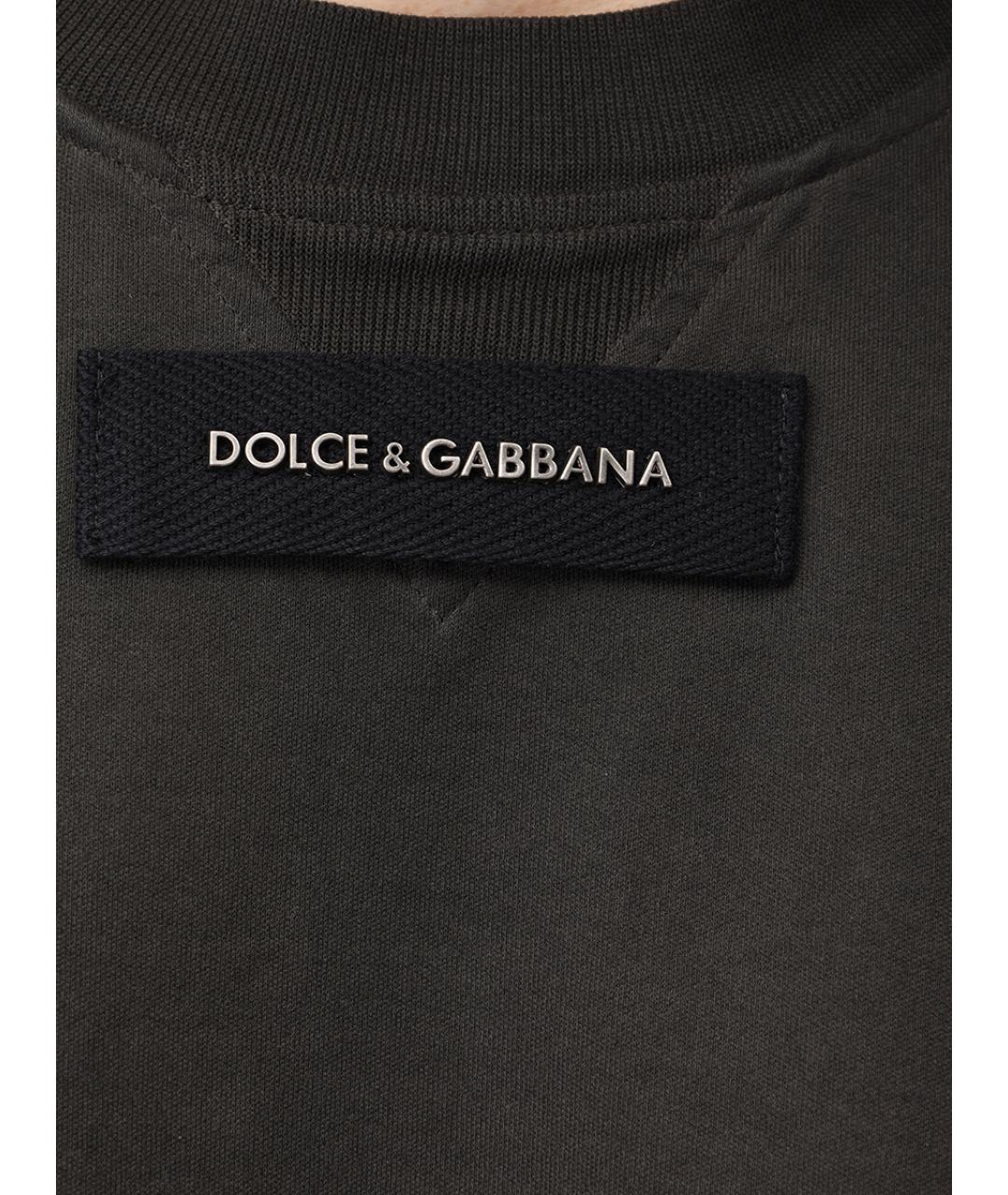 DOLCE&GABBANA Серая хлопковая футболка, фото 6