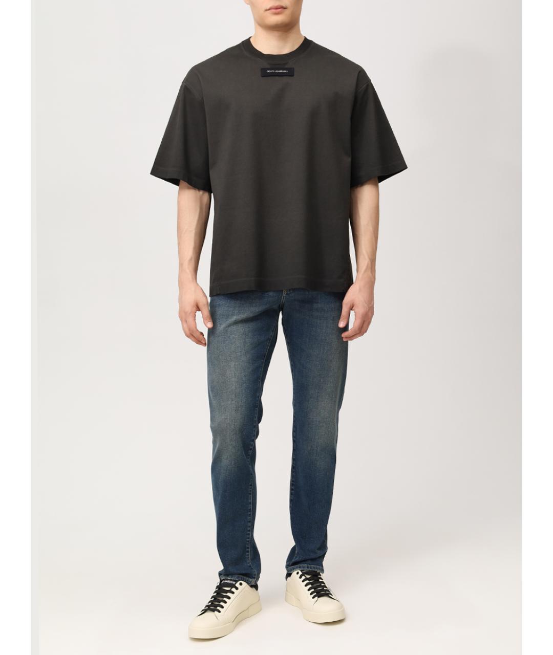 DOLCE&GABBANA Серая хлопковая футболка, фото 2