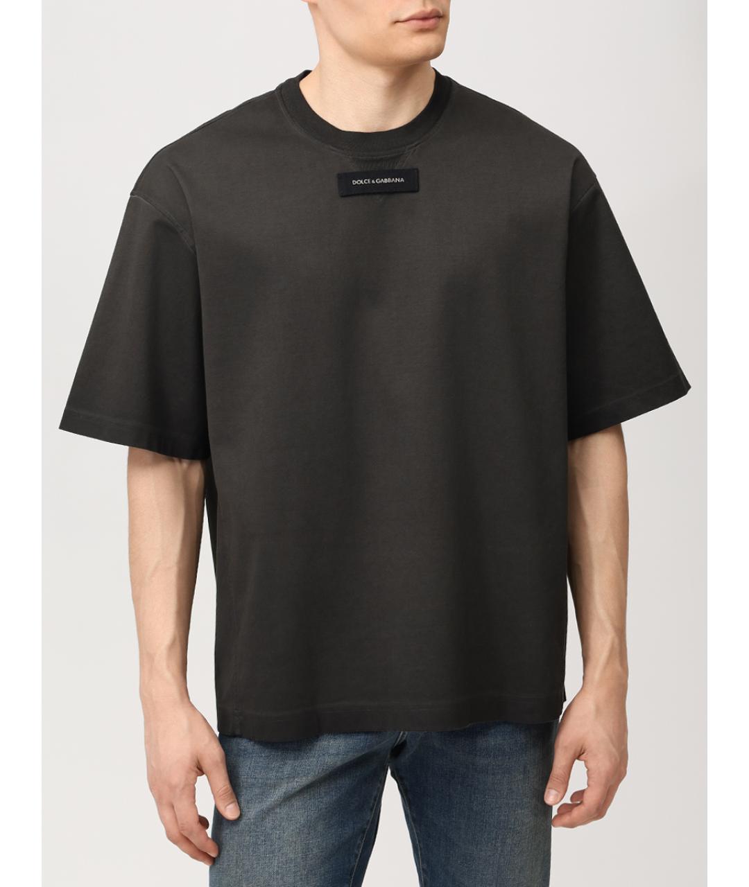 DOLCE&GABBANA Серая хлопковая футболка, фото 4