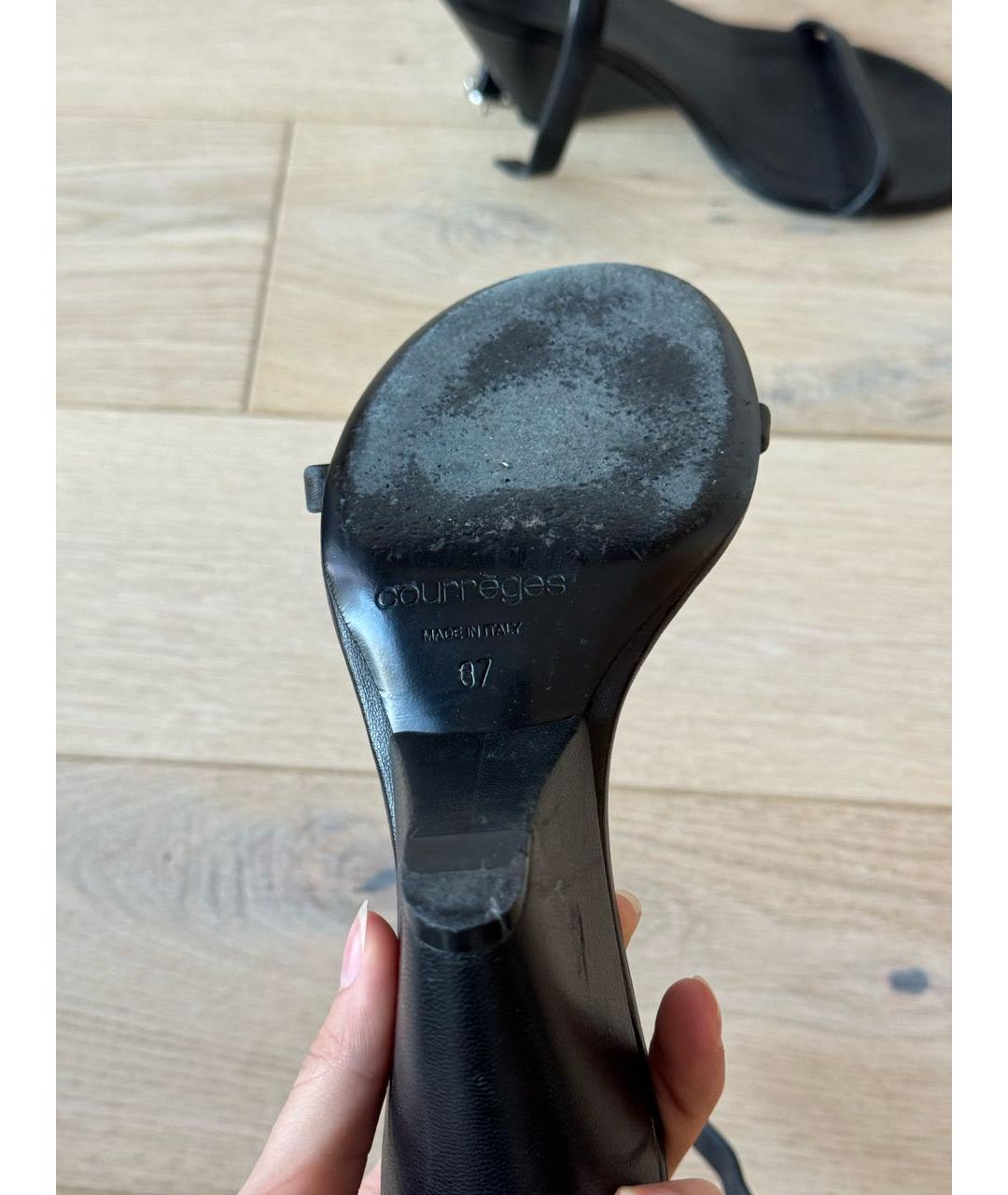 COURREGES Черные кожаные босоножки, фото 2