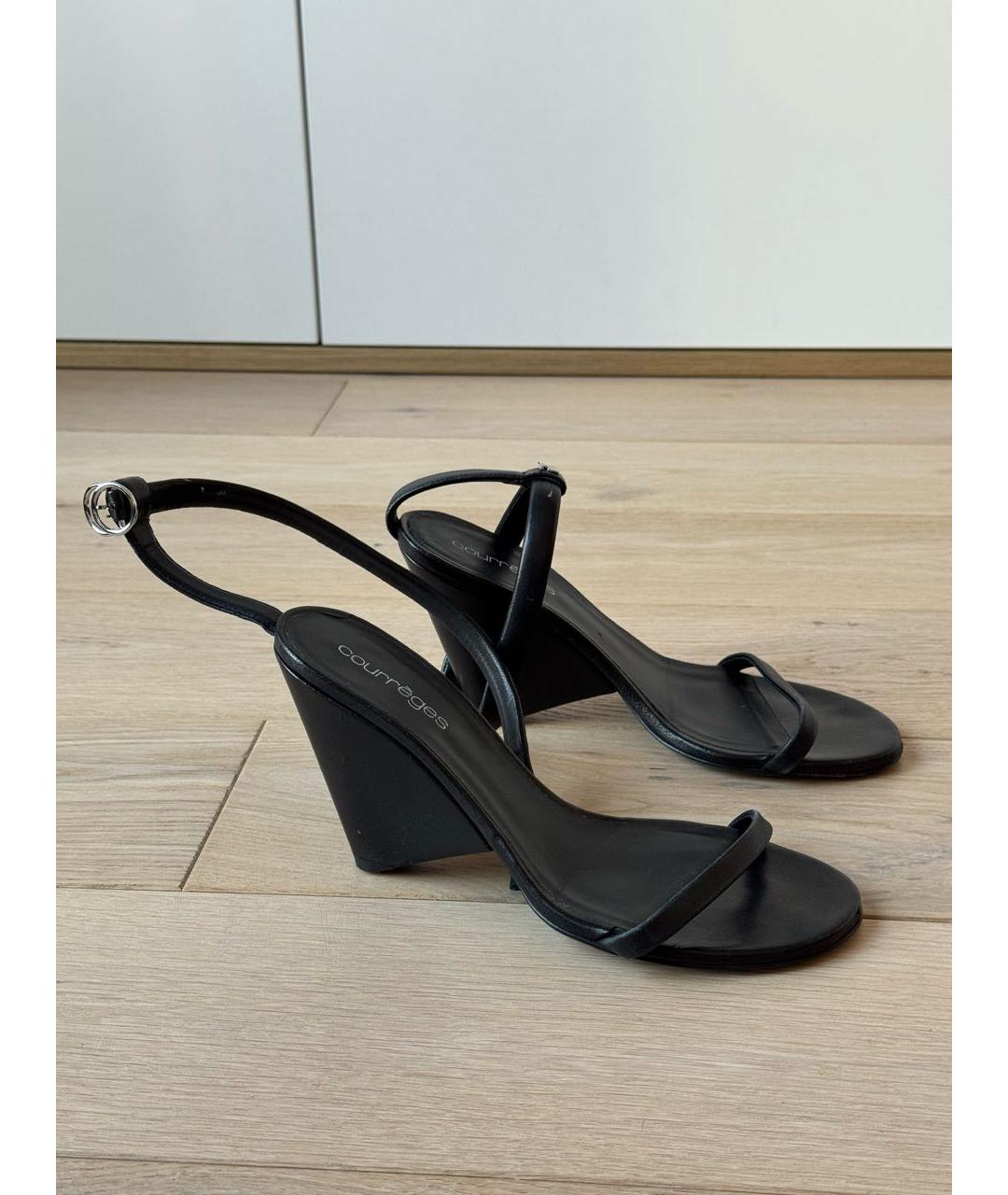 COURREGES Черные кожаные босоножки, фото 3