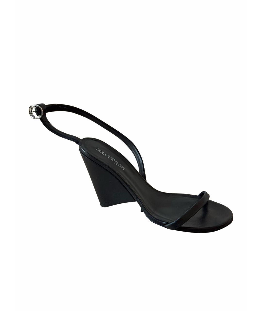 COURREGES Черные кожаные босоножки, фото 1