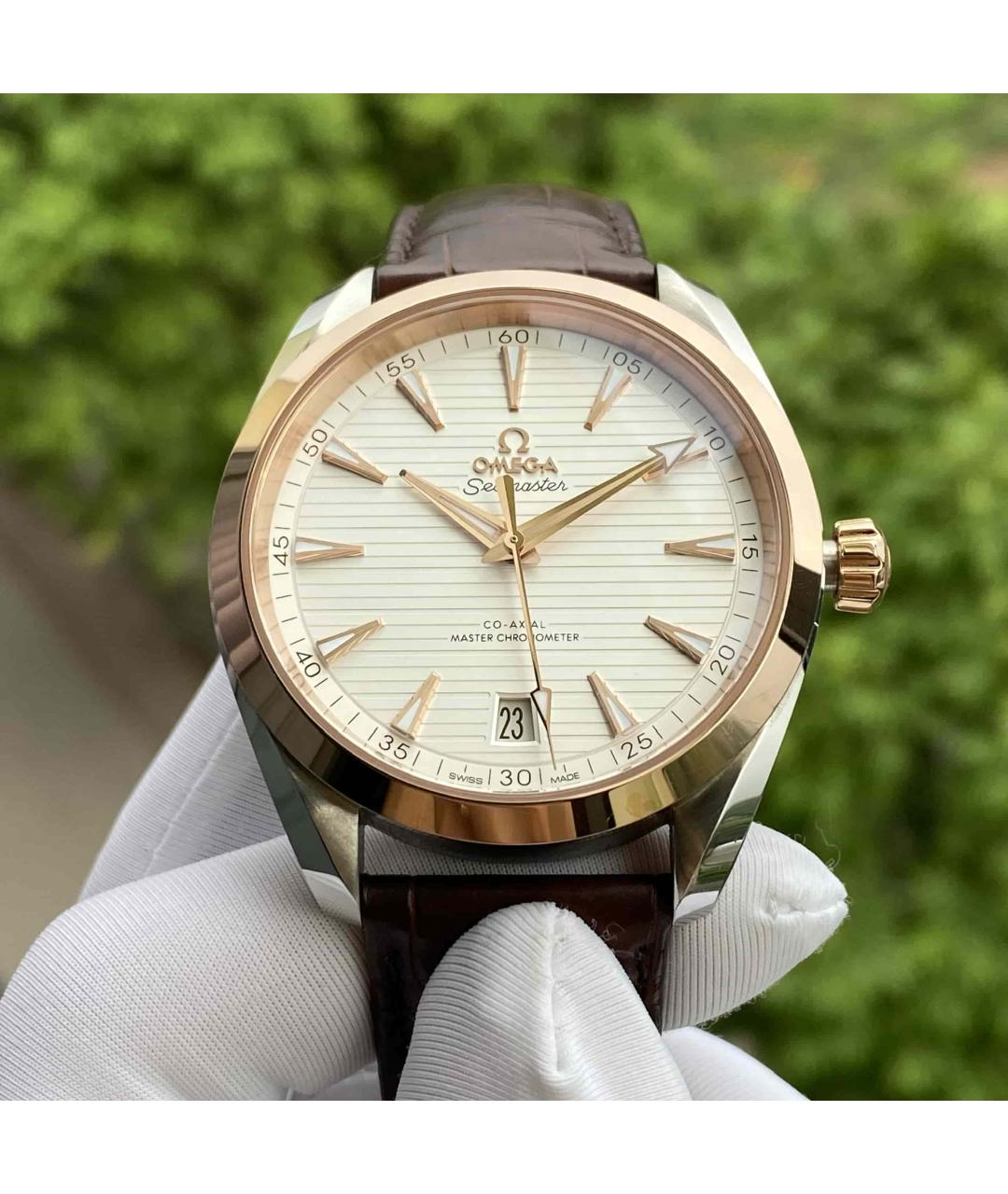 OMEGA Белые часы из розового золота, фото 2