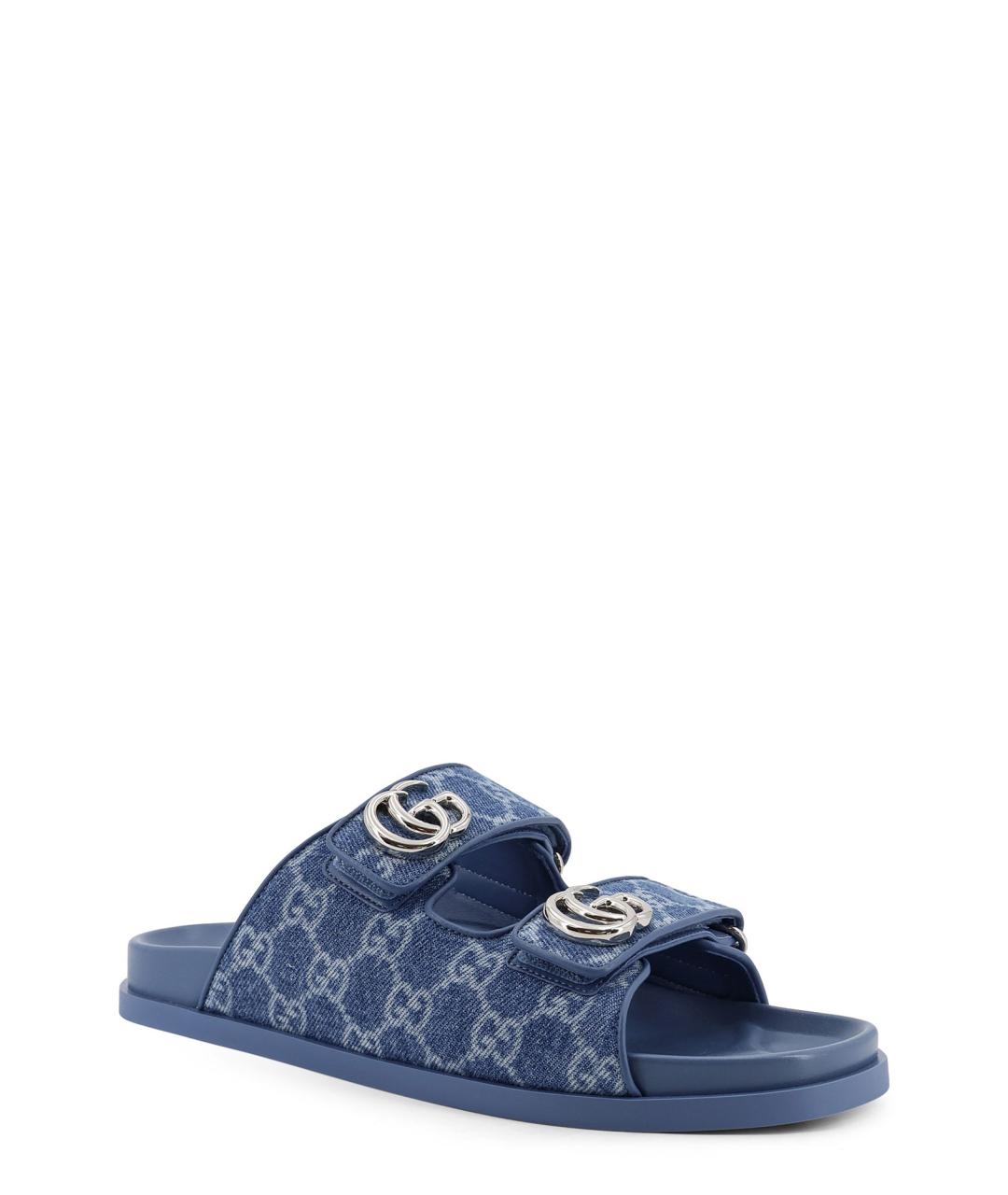 GUCCI Синие текстильные сандалии, фото 2