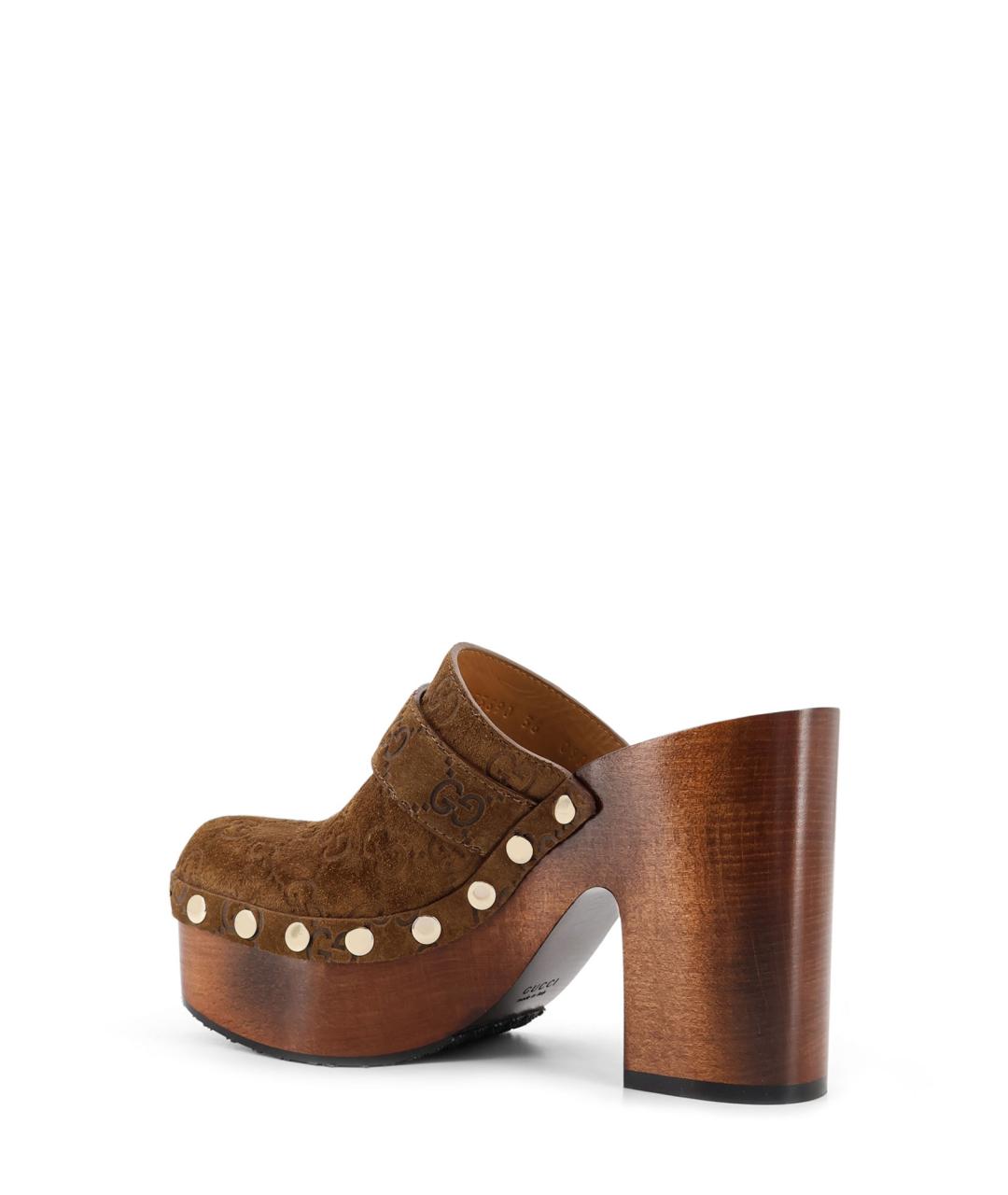 GUCCI Коричневые замшевые сабо, фото 3